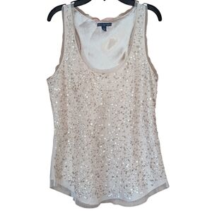 American Eagle Womens Size 4 Tank Sequins Y2K Festival Party Glam Soft Girl